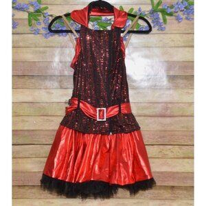Weissman Adult Red 3 Piece Metallic Jazz Dance Costume Size M Dress Jacket Belt
